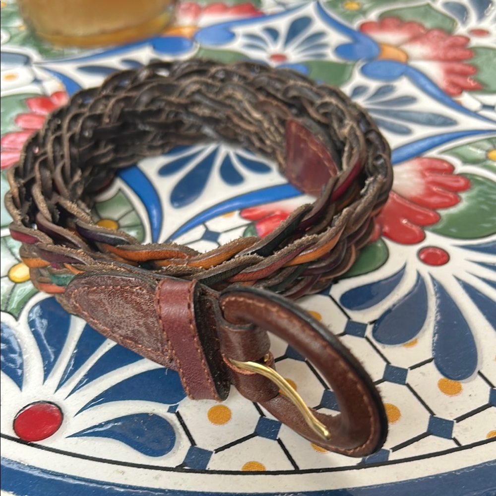 Braided Leather Belt colorful size M